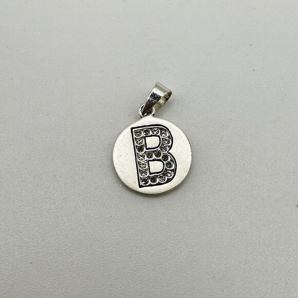 SALE! Sterling silver, and cz diamond “B” pendant! - Picture 7 of 7